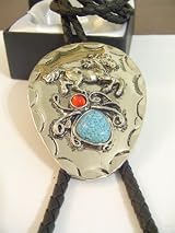 Horse Turquoise & Red BOLO TIE Cowboy WESTERN NECKLACE