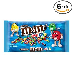 M&M's Milk Chocolate Minis Candy, 12-Ounce Packages (Pack of 6)