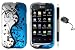 Blue Black Silver Vine Design Protector Hard Cover Case for Huawei Fusion Jengu U8652 (AT&T) + Luxmo Brand Travel (Wall) Charger + Bonus 1 of New Rubber Grip Translucent Ball Point Pen
