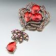 January Birthstone Flower Dangle Swarovski Crystal Brooches & Pins