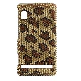 Premium Luxurious Designer Hard Crystal Snap-on Case for Motorola Droid A855 - Full Luxurious Gold Leopard Diamond Case