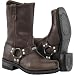 River Road Traditional Square Toe Harness Men's Leather Harley Cruiser Motorcycle Boots w/ Free B&F Heart Sticker Bundle - Brown