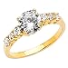 14K Yellow Gold Round-cut CZ Cubic Zirconia Ladies Solitaire Wedding Engagement Ring Band