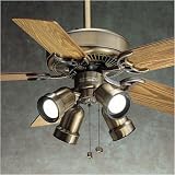 Casablanca Fans 74U4D 42 Four Seasons III Builder Antique Brass Ceiling Fan w/ K4K-4 Light