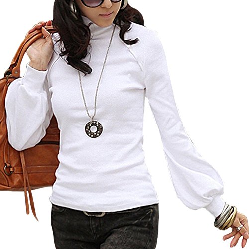 LATH.PIN Womens Long Sleeve Turtleneck Blouse Girls Tunic T-Shirt S/M/L