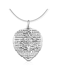 Chuvora .925 Sterling Silver Leaf Forever Green Save The Planet Hanging Tree Of Life Vintage Style Pendant Necklace 18", Fashion Jewelry for Men,Women, Teen, Girl-Nickel Free