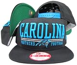 Carolina Panthers Solid Black Two Bar Block Plastic Snapback Adjustable Plastic Snap Back Hat / Cap