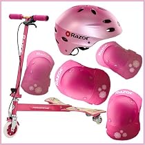 Razor Sweet Pea Powerwing Caster Scooter with Youth Accessory Bundle