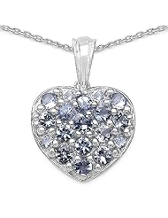 1.70 Carat Genuine Tanzanite Heart Shape Sterling Silver Pendant