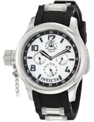 Invicta Womens 1810 Russian Diver White Mother-Of-Pearl Dial Black Polyurethane Watch