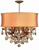 Brentwood Chandelier in Antique Brass Crystal: Golden Teak Swarovsi Strass