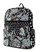 Belvah Quilted Cotton Backpack - Large, Blue Floral Paisley in Chocolate Brown