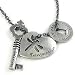 Destiny Story Necklace with Pewter Heart, Key and Blessing Ring Charms, 22" chain
