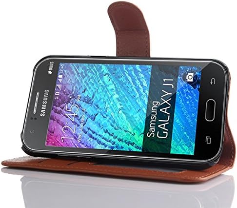 JUSUN Samsung Galaxy J1 Case, Customized Leather Folio Stand Protective Wallet Case Cover For Samsung Galaxy J1 (Brown)
