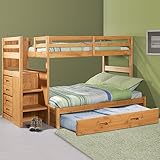 Explorer Twin Full Ranch Staircase Bunk w/ Trundle: Desk Hutch and Chair