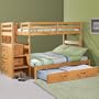 Explorer Twin Full Ranch Staircase Bunk w/ Trundle: Desk Hutch & Chair, TV Stand, 4 Drawer Chest