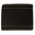 Black Billfold Mens Leather Wallet With 5 CC Slots And A Zipper