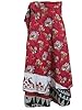 Wrapskirts Vintage Silk Sari Reversible Red Floral Wrap Around Skirt for Womens