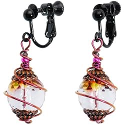 Handcrafted Crystal Ball Clip Earrings