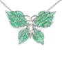3.90 Carat Genuine Emerald Sterling Silver Butterfly Pendant