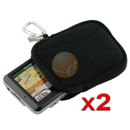 2 x Neoprene Pouch for Garmin Nuvi 250 - Black Image 2 x Neoprene Pouch for Garmin Nuvi 250 - Black