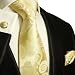 Krawatten Set 3tlg champagner paisley Seidenkrawatte + Manschettenkn�pfe + Einstecktuch by Paul Malone