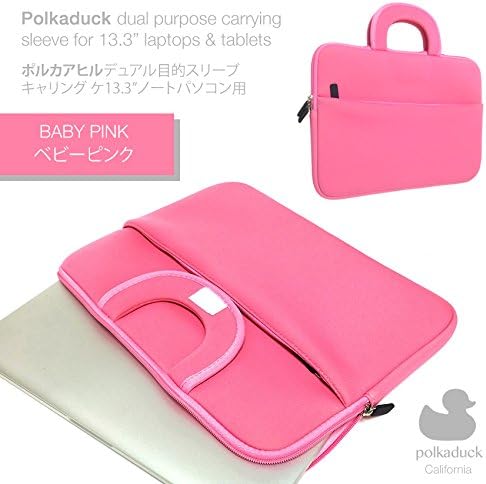 Fuchsia Designer 13.3" Laptop Carrying Bag Sleeve Cover Case for Dell Inspiron 13 Latitude 12 700 E7240 3340 E4310 E6220 E6320 i7347 Sleekbook 12.5 XPS XPSU12 XPS 11 XPS 12 XPS 13 13ULT Notebook Ultrabook (Baby Pink)