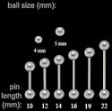 Barbell piercing 1.6mmx 6mm with 4 mm balls | Ear piercing | Body jewellery | Availabale in many sizes -6mm, 8mm, 10mm, 12mm,14mm, 16mm, 19mm & 22mm