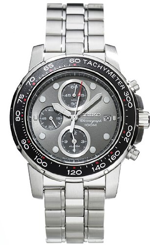 Seiko Mens SNAA63 Alarm Silver-Tone Watch