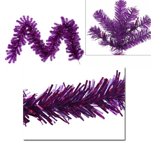9' x 12 Pre-Lit Sparkling Wild Purple Christmas Garland - Purple Lights