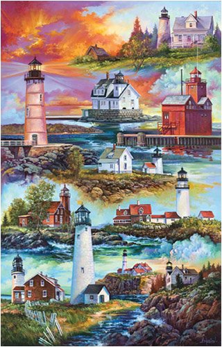 Detail image Sandra Bergeron Gallery Of Lighthouses 1000Pc Jigsaw Puzzle