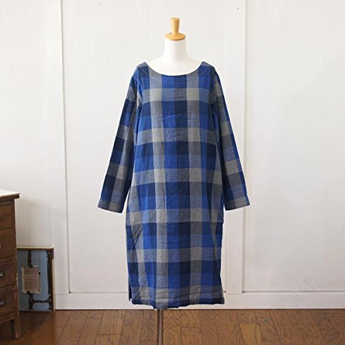 (アトリエイコール) ATERIER EQUAL ブロックチェック柄　後ろボタン長袖ワンピース