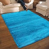 NEW THICK MODERN SHAGGY APOLLO RUG TEAL