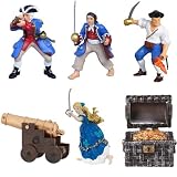 Papo Deluxe Royal Navy Crew: Royal Navy's Captain, Captain's Daughter w/ Sword, Royal Navy's Gunner, Royal Navy's Midshipman, Cannon, Treasure Chest