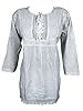 Hand Embroidered Top Blouse Paisley Embroidered Crochet Lace White Kurta M
