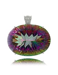 Giant Mystic Fire Topaz Pendant in Sterling Silver 30ct