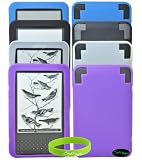 read full review CrazyOnDigital Kindle 3 3G 3rd Generation 4 Skin Cases Cover Set. Bonus wristband included