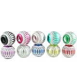 Shiny Brite Colored Aluminum with Silver Accents Christmas Ornament Beads 10 pc Bead Set fits European Charm Bracelet