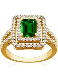 18K Yellow Gold Emerald Cut Emerald Ring With Sidestones (GIA Certificate)