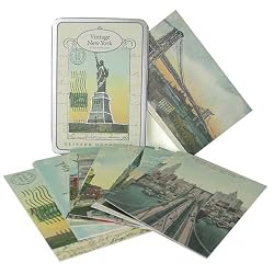 Cavallini Carte Postale Glitter Vintage New York set of 12 cards in tin (all different designs)