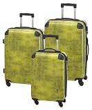 Zoom Produkt-Bild: 3-teiliges Trolley-Kofferset Reisekoffer Hartschale Stonewash-Optik Gr&uuml;n