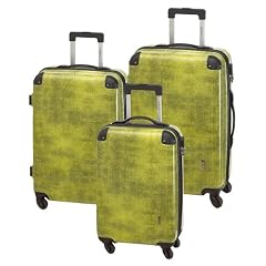 3-teiliges Trolley-Kofferset Reisekoffer Hartschale Stonewash-Optik Gr�n