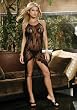 Butterfly Lace Slip Style Gown With Front Slit (Black;One Size)