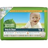 Seventh Generation Free and Clear Sensitive Skin Baby Diapers with Animal Prints, Size 2, 180 Count