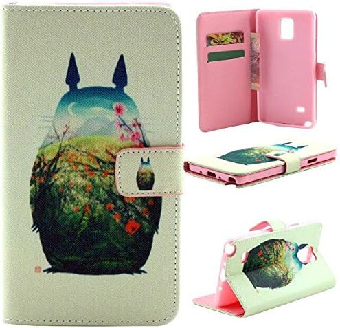 Mfashion Samsung Galaxy Note 4 Case, Totoro Flip Leather Stand Wallet Card Slot Case Cover For New Samsung Galaxy Note 4