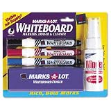 MARKS-A-LOT EverBold Whiteboard Markers, Chisel Tip, Assorted, 3/set