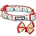 Blueberry Pet 4 Patterns Christmas Moments of Fantasy Embrace Nature Designer Adjustable Bowtie Dog Collar, Large, Neck 18