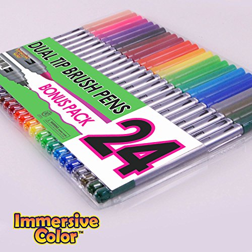 Dual-Tip-Brush-Pens-with-Fineliner-Tip-24-PACK-No-Duplicates-Paint-Brush-Markers-Ink-Tip-and-04mm-Fine-line-tip-on-the-other-side-Perfect-for-Artists-Watercolor-Sketching-Coloring-and-More
