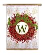 Monogram Holiday Wreath Regular Size Flag W Monogram Holiday Wreath Regular Size Flag W
