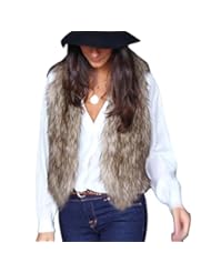 Apparel: Yiyou Winter Women Faux Fur Waistcoat Gilet Jacket Coat Sleeveless Outwear Vest (S, Brown)
